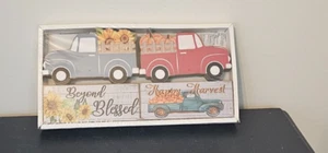 NEW 4 Shelf Sitters Fall Autumn Harvest Blessed Farm Trucks Flowers Pumpkins - Picture 1 of 5