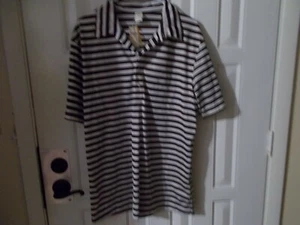 Herion Pullover Polo Womens Shirt Size 56 Italy Brown White Striped NWT - Picture 1 of 3