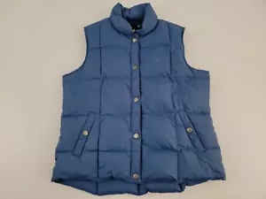 Athletech Quilted Down Puffer Vest Womens Large Blue Snap Front Nylon Ski Winter - Picture 1 of 8