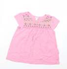 Monsoon Girls Pink Viscose Basic T-Shirt Size 7-8 Years Crew Neck