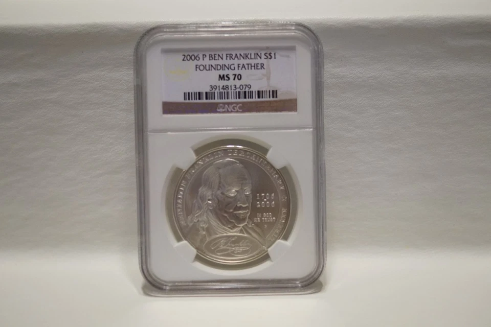 2006-P Ben Franklin Founding Father Commem Silver- MS-70 Unc. NGC - Image 1 of 4