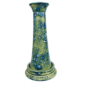 Keramik Kerzenhalter Knospe Vase Kunst & Handwerk gesprenkelt blau grün Glasur signiert - Bild 1 von 10