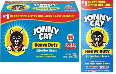 JONNY CAT Jumbo Heavy Duty Tear Resistant Plastic Litter Box Liners 5 & 15 ct ✅