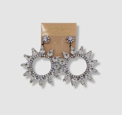 Brincos femininos abertos de cristal prata bronze Kenneth Jay Lane - Imagem 1 de 2