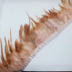1 mètre de garnitures de boa plume de coq bordure frange couture 10-15 cm marron pêche - Photo 1/1