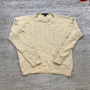 Ralph Lauren Black Label Cashmere Sweater Ladies Medium Beige Tan Cable Womens - Picture 1 of 18