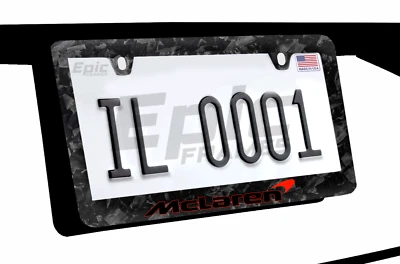 Red & Black McLaren Premium Forged Carbon Fiber License Plate Frame - Image 1 of 3