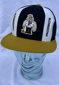 Vtg 1980s Purdue University Boilermakers AJD Cap foam & mesh ad baseball hat USA - Picture 1 of 6