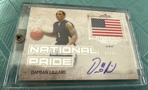 2015 LEAF LEGENDS OF SPORT DAMIAN LILLARD NATIONAL PRIDE AUTO /25