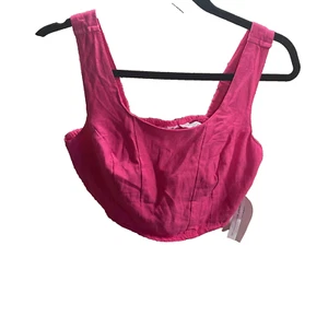 Midnight Sky Women's Tank Top Blouse Size Small Pink Wide Strap Cropped NWT - Picture 1 of 7