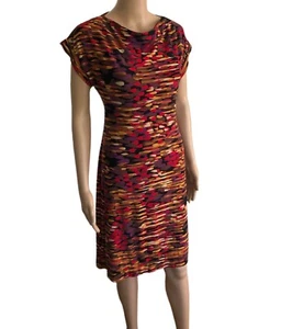 vtg Signature by Robbie Bee Dress Size M Colorful Slinky Stretch Knit Sheath - Picture 1 of 7