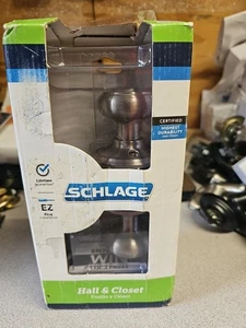 Schlage Hall Closet Georgian Door Knob Satin Nickel Finish F10 GEO 619 - Picture 1 of 2