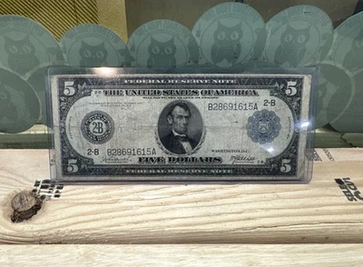 1914 FIVE  DOLLAR BLUE SEAL FEDERAL RESERVE NEW YORK NOTE - Image 1 of 4