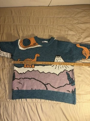 Aelfric Eden little Dinosaur Knitted Sweater Mens Size Large crew neck - Image 1 of 3