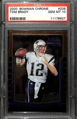 Bowman 2000 cromo #236 Tom Brady Patriots novato RC PSA 10 GEMA-MT 11178627  Foto 1 de 3