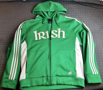 Adidas Notre Dame Lucha Irlandesa Sudadera con Capucha Para Hombre M Verde Cremallera IRLANDESA Bordada Foto 1 de 4