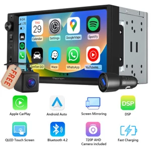 2DIN 7" Car Radio Stereo X3 QLED Touch Screen Wireless Android Auto CarPlay CAM - Picture 1 of 16