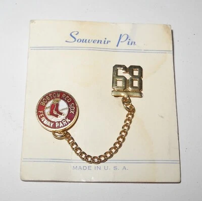 1968 Baseball Boston Red Sox Stadium Souvenir Pin Button Original Paper Backing - Image 1 of 2