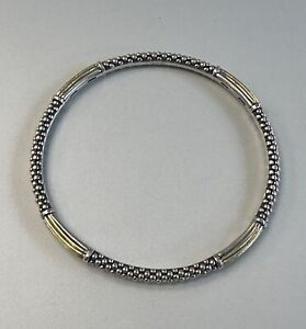 Lagos Sterling Silver 18k Gold  Caviar Beaded Bracelet Size M