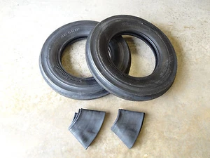 TWO New Deestone 6.00-16 D401 Tri-Rib Front Tractor Tires & Tubes 6 ply 3 Rib - Picture 1 of 3