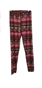 New Mix Womens' Leggings Red- One Size Buttery Soft Stretch Yoga Pants Boho NWT - Picture 1 of 10