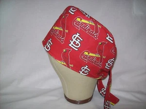 Men/Women Surgical Scrub Cap Lined St. Louis  Red Very Cool 100% Cotton - Picture 1 of 3