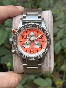 Rare Nixon Minimize The 42-20 Chrono Arabic Orange Dial stainless Steel Watch - Picture 1 of 6