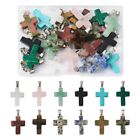 1 Box Natural Synthetic Mixed Gemstone Religion Cross Pendants 29~30x18~19x5~6mm