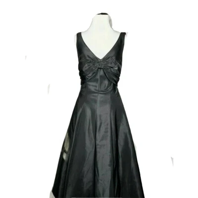 Nicole Miller Collection Y22K Black Satin Bow  Formal Dress 8 Audrey Hepburn - Image 1 of 4