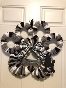 NEW Handmade Dogs Welcome Black Poodle Doodle Paw Print Door Wreath - Picture 1 of 1