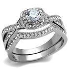 Ladies Solitaire Ring Set Silver Engagement Wedding Band Cz Pave 2 Carat
