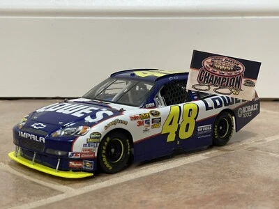 2010 Jimmie Johnson Lowes 5x NASCAR Champion Champ Flag Display 1:24 NO CAR - Image 1 of 4
