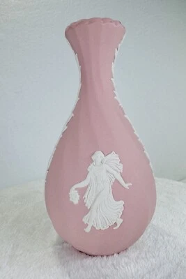 "Florero Wedgwood rosa jaspe horas de baile estriado 5,5"" raro de colección" Foto 1 de 4