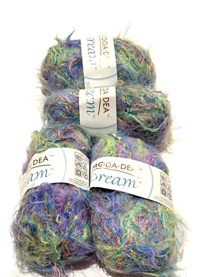Moda Dea Dream Yarn 3777 Candy DyeLt 042 Green Purple Yellow Pink Italy Lot of 4 - Image 1 of 4