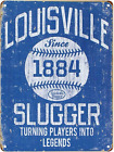 KENSILO Louisville Slugger Blue Baseball Distressed Retro Vintage Decor Metal Ti