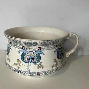 Antique Art Nouveau Hand Painted Ceramic Chamberpot Bowl - Picture 1 of 9