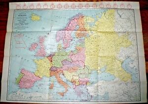 c1928 INFORMATIONAL NEW MAP OF EUROPE ~ HASKIN NEWSPAPERS