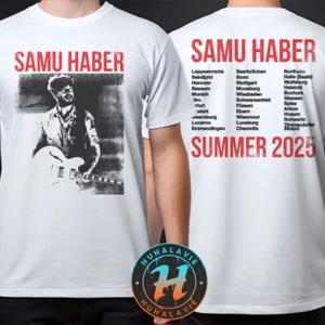 Camiseta blanca Samu Haber Summer Tour 2025 Merch Lista Ciudades Estampado a dos caras - Imagen 1 de 5