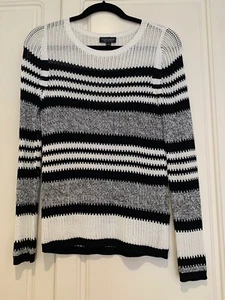 Topshop White and Black Striped Knitted Top Size UK 6 - Picture 1 of 4