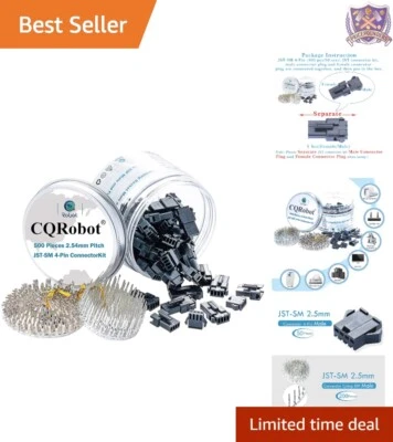 JST Connector Kit 2.5mm Pitch 4-Pin Plastic 500 Pieces Crimp Terminals Wiring - Image 1 of 4