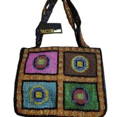 Новый с Ярлыками VTG Саша Нью-Йорк многоцветный микро бисером наплечная сумка - Изображение 1 из 4