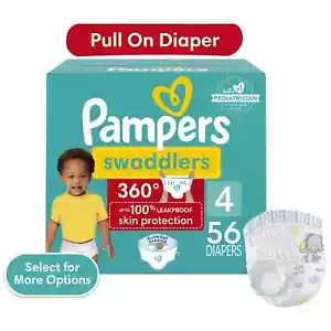 Pampers Swaddlers 360 Pull-On Diapers, Size 4, 56 Count for up to 100% Leakproof - Picture 1 of 12