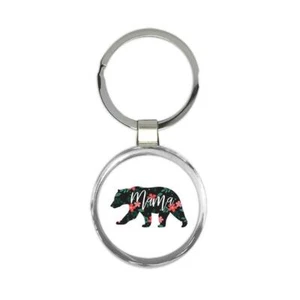 Gift Keychain : Mama Bear Mother Day Christmas Birthday Floral Flower MOM - Picture 1 of 1