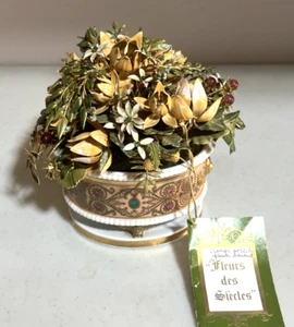 Jane Hutcheson Gorham Enamel Jeweled Metal Flowers Porcelain Vase Signed 7.5” - Picture 1 of 8