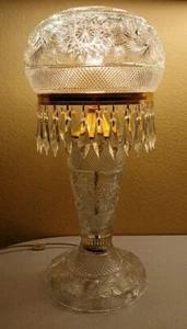 LARGE YASEMIN CUT CRYSTAL MUSHROOM TABLE LAMP 25 1/2" BEAUTIFUL - Picture 1 of 20