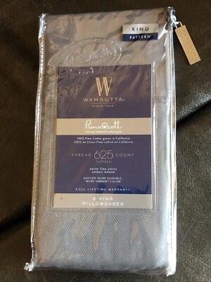 Nuevas fundas de almohada Wamsutta 625 TC PimaCott King satén espiga gris carbón Foto 1 de 4