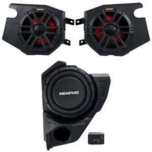 Pair Memphis Audio RZR65FE 75w RMS Speaker Pods+Subwoofer For 2014+ Polaris RZR - Picture 1 of 12