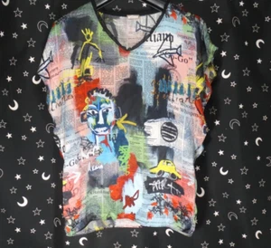 John Galliano Daily Journal Graffiti Art Graphic Top L newspaper 1994 Picasso - Picture 1 of 21