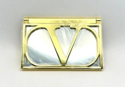 Valentino V Logo Dorado Lápiz Labial de Mano Espejo Cartera Compacto Bolsillo de Viaje Talla Foto 1 de 4