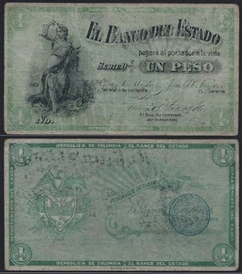 COLOMBIA 🇨🇴 PS504* BANCO DEL ESTADO* 1 PESO* ND 1900* VG* USA SELLER - Picture 1 of 1